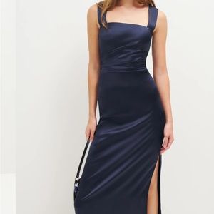 NWT Reformation Earl Silk Dress - Navy Size 6